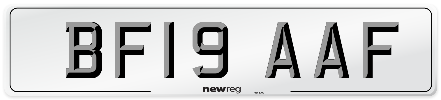 BF19 AAF Number Plate from New Reg